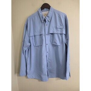 LL Bean Vented Camp Shirt Men's Sz XL Blue Long Sleeve Fishing Outdoors